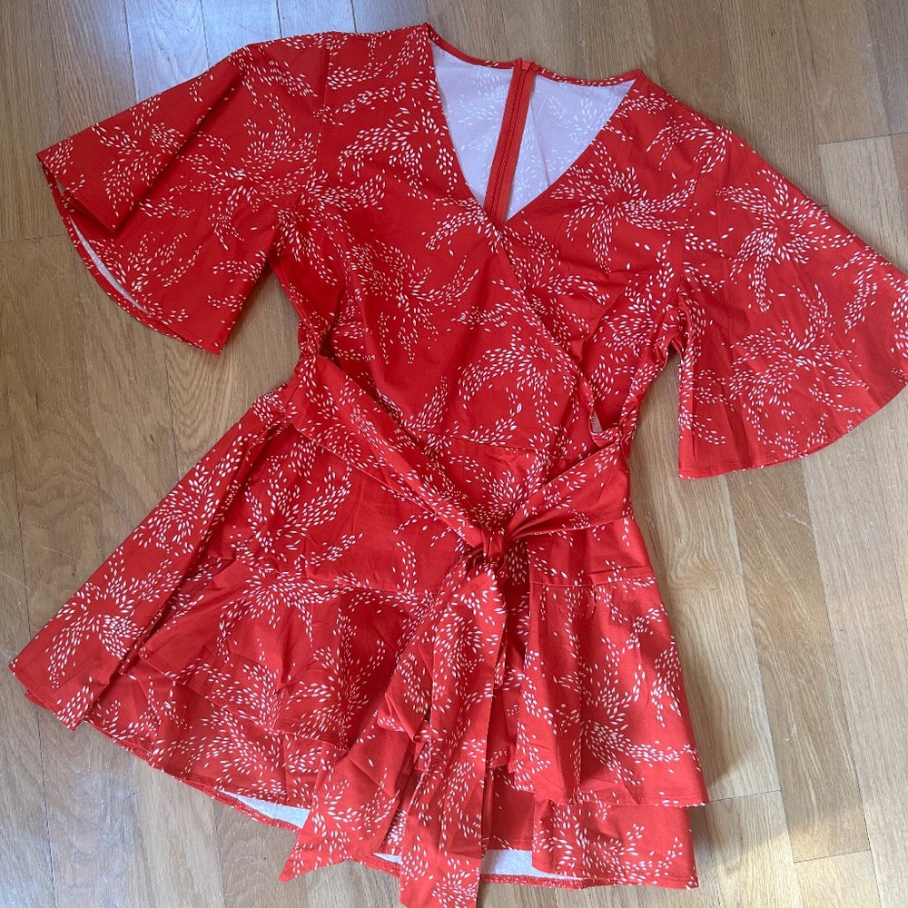 Red printed romper